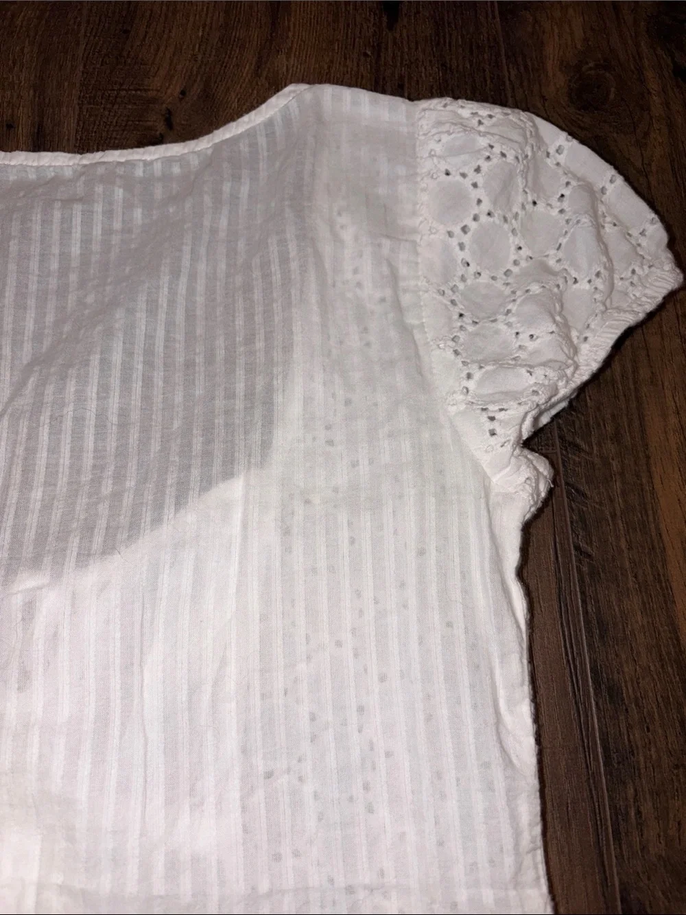 Banana Republic White Eyelet Lace Tie-Front Blouse